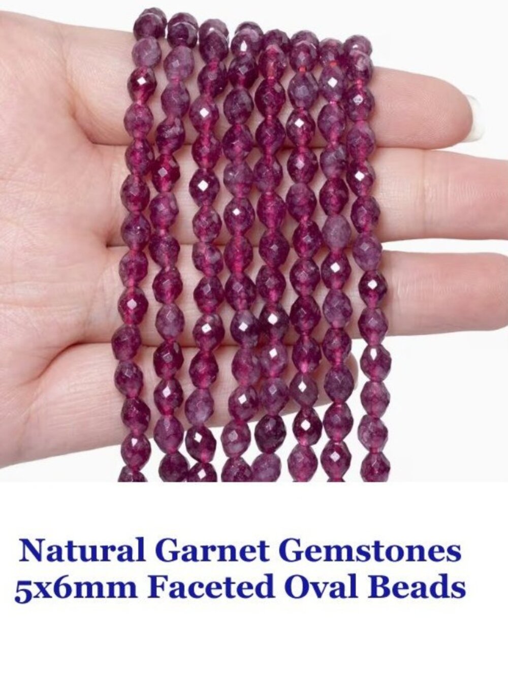 Natural Garnet Gemstones - 5x6mm Faceted Oval Beads  55 Pieces